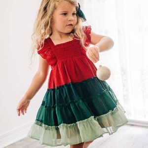 Cheeky Plum Red and Green Kids Casual Dress